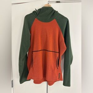 Men’s Melanzana Microgrid Hoodie Large Green and Orange